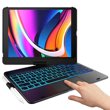 typecase Touch for iPad 9th Generation Case with Keyboard (10.2", 2021),Multi-touch Trackpad,10 Color Backlight, 360° Rotatable, Thin & Light for 8th Gen (2020),7th Gen (2019), Air 3,Pro 10.5 (Black). - Image 1