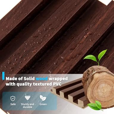 Art3d Slat Wood Wall Paneling for Interior and Ceiling Decoration - Pack of 4pcs + 1pc End-Trim, Size 108 x 5.7in.- Walnut - Image 6