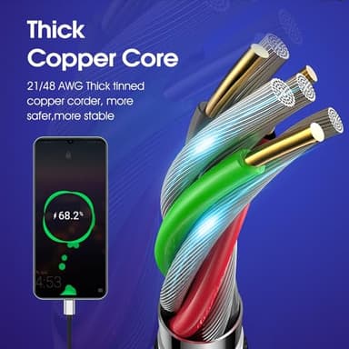 [3Pack 6ft]Usb A to Usb Type C Charging Cable Compatible with Samsung Galaxy S10 S9 Plus Charger C Cord(3A Fast Charging),TPE Usbc Carplay Cord for iPhone 17 16 15 Pro Max Samsung A32/A12/A10e/A20/A51 - Image 5