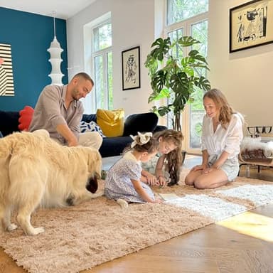 OLANLY 6x9 Machine Washable Large Area Rugs for Living Room, Bedroom, Soft Fluffy Shaggy Bedside Rug, Indoor Floor Carpet for Kids Girls and Boys, Dorms, Nursery, Home Decor Aesthetic, Beige - Image 7