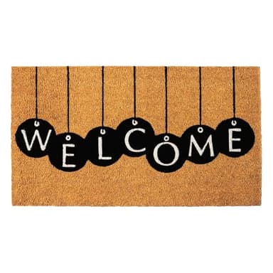 Eco Living Welcome Mats, Natural Coco Coir Mat with Non-Slip PVC Backing, Indoor Outdoor Mats for Entryway, Rustic Decor for Front Door, All-Weather Floor Mats with Print, Beige & Black, 30”x17” - Image 1