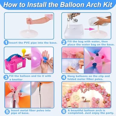 Balloon Arch Kit and Balloon Pump, 10FT Width 9FT Height Adjustable Balloon Arch Stand with NEW DESIGNED 2 Balloon Stands Water Fillable Bases for Wedding Anniversary Mother's Day Party - Image 5