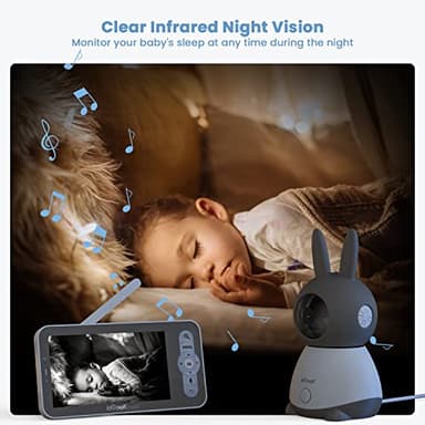 ieGeek 2K Split-Screen Baby Monitor, 5" Audio Baby Monitor with 2 Cameras, WiFi Smartphone Video Dual Camera, Night Vision, Motion & Cry Detection, Two Way Talk Temper &Humidity Sensor - Image 6
