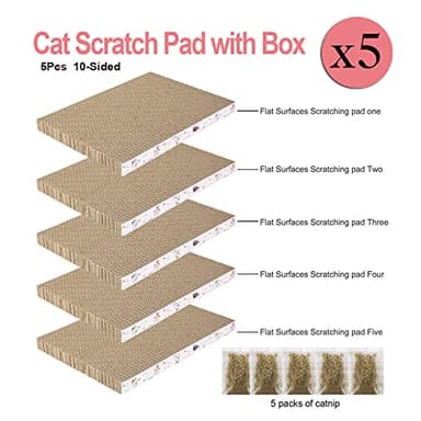 5 Packs in 1 Cat Scratch Pad with Box, Cat Scratcher Cardboard,Reversible,Durable Recyclable Cardboard, Suitable for Cats to Rest, Grind Claws and Play with Scratch Box - Image 2