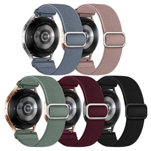Acextro 5 Pack Stretchy Bands Compatible with Samsung Galaxy Watch 7 6 5 4 FE Band 40mm 44mm 45mm/Watch 6 4 Classic 4 42mm 46mm 43mm 47mm/Active 2, 20mm Water-Resistant Elastic Nylon Sport Strap - Image 1