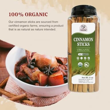 52USA Organic Cinnamon Sticks, Cinnamon 8oz (226g), Cinnamon Sticks Whole, 100% Raw, USDA & Kosher Certified, Gluten Free, Non-GMO, Pure & Fresh Cinnamon, Perfect for Baking, Cooking & Beverages - Image 4