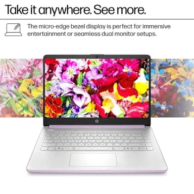 HP 14 Ultrabook • Back to School Limited Edition w/Microsoft 365 • Intel 4-Core CPU • 8GB RAM • 1.6TB Storage (128GB OnBoard w/ 512GB Portable Drive + 1TB OneDrive) • Lavender • Win 11 - Image 4