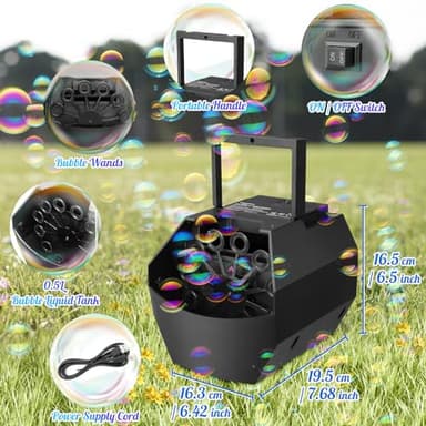 Theefun Bubble Machine: 500ML Automatic Bubble Blower Max 15000 Bubbles per Min for Kids and Toddlers, Battery or USB Operated Portable Bubble Maker for Parties Weddings Birthday Black - Image 4