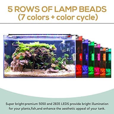 hygger 42W 24/7 Lighting Aquarium LED Light, Sunrise-Daylight-Moonlight Mode and DIY Mode, Timer Adjustable Brightness Fish Tank Light with Extendable Bracket 7 Colors for Planted Tank - Image 4