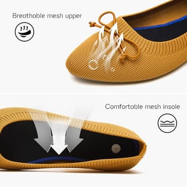 Shupua Women's Flats Black Flats Shoes Pointed Toe Ballet Flats Comfortable Bow Girls Flats Dressy(Yellow.us5) - Image 5