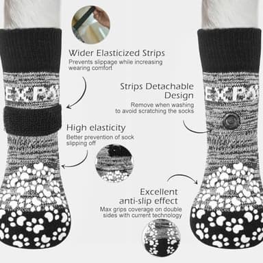 EXPAWLORER 6Pcs Anti-Slip Dog Socks to Prevent Licking Paws,Dog Shoes for Hot/Cold Pavement,Best Paw Protector Traction Control on Hardwood Floor,Dog Booties for Puppy Small Medium Large Senior Dogs - Image 3