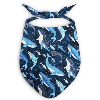Navy Blue Whale Bandanas, Ocean Animals Dog Scarf, Seaturtles Accessories for Medium Large Dogs - Image 1