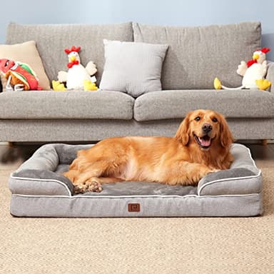 EHEYCIGA Orthopedic Dog Beds Large Sized Dog, Waterproof Memory Foam Pet Bed with Sides, Non-Slip Bottom Large Pet Bed with Washable Removable Cover, Grey - Image 7