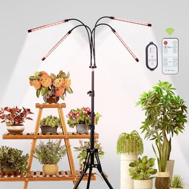 WTINTELL LED Grow Lights for Indoor Plants,LED Plant Grow Light with Stand,Led Full Spectrum,10 Dimmable Levels,3 Modes Timing,Tripod Adjustable 15-72 inch. - Image 1