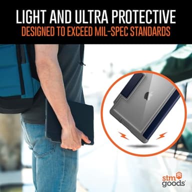 STM Dux Plus for iPad Air 11" (M3 2025, M2 2024/10.9" 5th/ 10.9" 4th Gen): Ultra Protective, Lightweight with Clear Back, Apple Pencil Holder, Battery Saving On/Off Cover - Black - Image 2