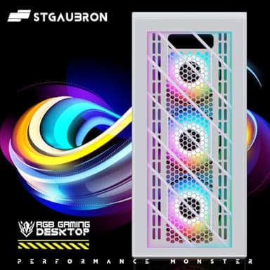 STGAubron RGB PC Computer Desktop, AMD Ryzen 7 5700G up to 4.6G, 16GB DDR4, 1TB SSD, WiFi 6 & BT 5.2, RGB Fan x4, RGB Keyboard & Mouse, Windows 11 Home - Image 2