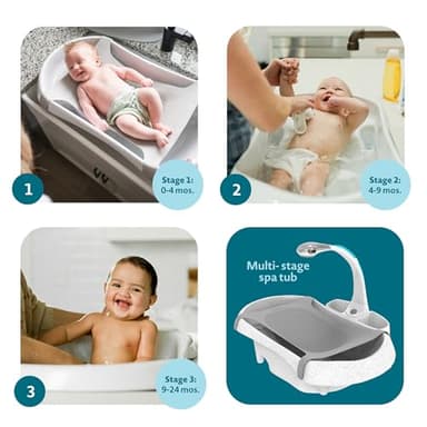 The First Years Rain Shower Baby Bathtub Set - Includes Infant Sling, Soothing Spray Shower Head, Fresh Water Tank and Built in Soft Brush - 3 in 1 Grow with Me Design - Baby Bath Essentials - Image 2