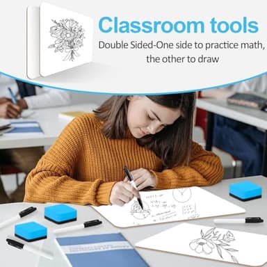 Dry Erase LapBoards, PANDRI 26 Pack Double Sided 12.5 x 9 Inch Whiteboards with 26 Erasers and 26 Markers, Dry Erase Boards for Students Classroom Teacher Supplies - Image 7