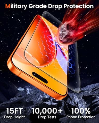 Mkeke for iPhone 17 Pro Screen Protector 3 Pack [9H+ Tempered Glass] [Military-Grade Drop Protection] [Easy Installation] Shockproof Full Edge Coverage 6.3 Inch 2025 - Image 2