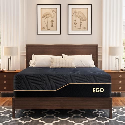 EGOHOME 14 inch Firm King Mattress, Memory Foam Mattress with Cooling Cover, Bed in a Box, CertiPUR-US Certified, Breathable and Supportive, Made in USA, 76''x80''x14'' Black - Image 1