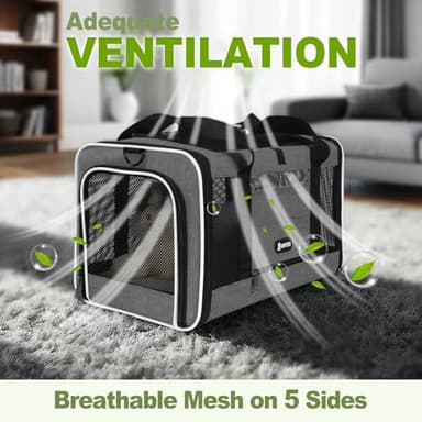 GAPZER Cat Carrier 18x11x11 Top Load Soft Pet Travel Bag Over 15 lbs, Collapsible Small Dog Puppy Crate 10 Pounds, Small Animal Rabbit Kennel Carrying Case, Kitten Mesh Cage Medium Cat Under 25 Grey - Image 3