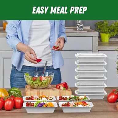 50 Pack (100-Piece) 32 oz Meal Prep Containers Reusable with Easy Open Lids, Sturdy Leakproof Food Safe, Microwave Freezer Dishwasher Safe, To Go Take Out Plastic Food Storage Pans with Lids, Silver - Image 6