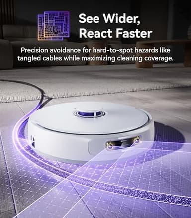 NARWAL Freo Z Ultra Robot Vacuum and Mop Combo, Dual RGB Cameras and Chips, AI Avoidance, 12000Pa Suction, Real-Time Decisions, Adaptive Hot-Water Self Wash & Self Emptying, Pet Hair, Quiet, White - Image 4