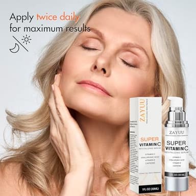 Super Vitamin C Face Serum for Mature Skin: All-In-One Hydrating Anti-Aging Formula with Vitamin C, Hyaluronic Acid, Vitamin E, and Peptides – Face Lift Serum for Wrinkles, Dark Spots (1 fl. oz.) - Image 6