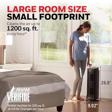 Honeywell Air Genius 5 Air Purifier for Large Rooms up to 1200 Ft², Permanent Washable Filters, Reduces Dust, Pollen, Pet Dander, Odors, Smoke, Black, HFD320 - Image 7