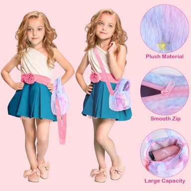 Unicorns Gifts for Girls 4 5 6 7 8 9 10+ Years Old with Unicorns Handbag Purse/Diary with Lock/Headband/Eye Mask/Water Bottle, Kids Unicorn Toy Soft Plush Toys Set for Birthday Gifts Christmas - Image 5