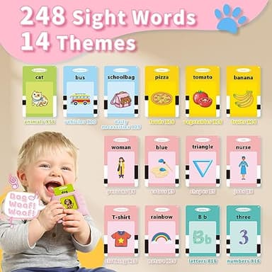 Aullsaty Toddler Toys Talking Flash Cards for 1 2 3 4 5 6 Year Old Boys and Girls, Autism Sensory Toys for Autistic Children, Learning Educational Montessori Speech Therapy 248 Sight Words Kids Gifts - Image 3