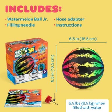 Watermelon Ball JR Durable Fillable Pool Toy for Underwater Games - Football, Basketball & Rugby - Perfect for Water Parties - Fun for Adults & Kids Alike - Ages 6+, 6.5" Multicolor - Image 6