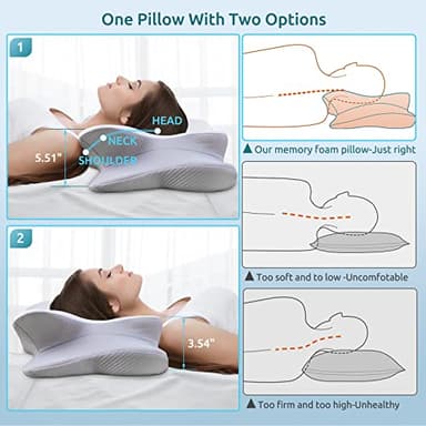 DONAMA Cervical Pillow for Neck and Shoulder,Contour Memory Foam Pillow,Ergonomic Neck Support Pillow for Side Back Stomach Sleepers with Pillowcase - Image 4