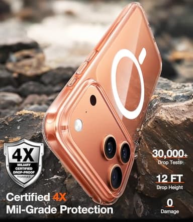 TORRAS Stronger Magnetic & Anti-Yellowing for iPhone 17 Pro Max Case Clear, Fit for MagSafe, Military Grade Drop Protection, Camera Control, DIY Button, Slim for iPhone 17 Pro Max Case Diamond Clear - Image 5