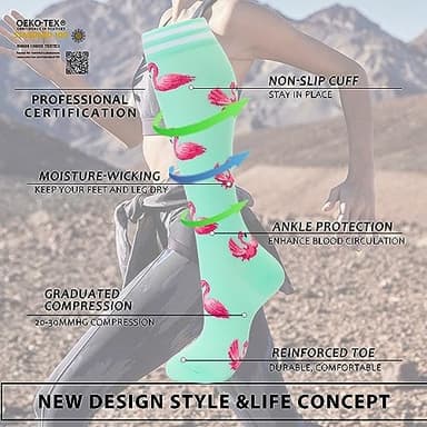 fenglaoda Compression Socks Women Men 6 Pairs, Knee High Best Support Circulation Socks for Running, Travel, Flight, Nurse - Image 3
