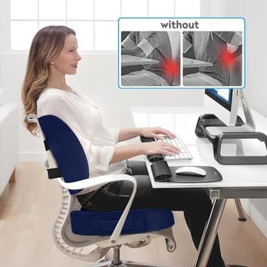 CloudBliss Seat Cushion,Office Chair Cushion,Car Seat Cushion,Lumbar Support Pillow for Office Chair,Back Support Memory Foam Pillow Coccyx Cushion for Tailbone Pain&Sciatica Pain Relief,Blue, X-Large - Image 4