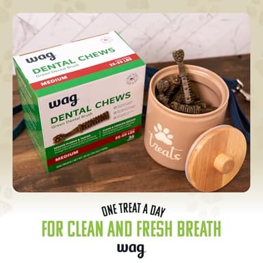 Amazon Brand - Wag Dental Dog Treats to Help Clean Teeth & Freshen Breath - Medium, Unflavored, 36 Count (Pack of 1) - Image 8