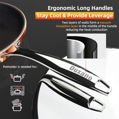 Deluxe DUXANO 14PC Healthy Pots and Pan With 9H Anti-scratch Coating, 2-Layer Non-Stick Ceramic&PFAS Free, Sensitively&Evenly Induction Cooking, Enhanced Flavor with Infrared Cookware, Dishwasher Safe - Image 8