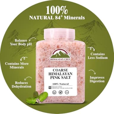 Himalayan Chef Himalayan Pink Salt Coarse, Enhance Taste & 100% Natural-Coarse Grain, Plastic Jar 80oz, Salt in Grinders. - Image 3