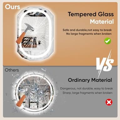 Homsion 24"X36" Oval LED Bathroom Mirror with Lights, Frameless Vanity LED Mirror for Bathroom with Beveled Edge, Backlit Anti-Fog, Dimmable, 3 Colors, Memory Function, Tempered Glass, Shatter-Proof - Image 7