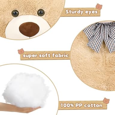 Toys Studio Giant Teddy Bear Plush Stuffed Animals for Girlfriend or Kids 47 Inch, (Light Brown) - Image 7