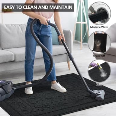FONEYI Indoor Door Mat 36" x 59", Dirt Trapper Door Mats Non-Slip Entryway Rugs Washable, Absorbent Resist Dirt Welcome Mat, Low Profile Inside Floor Mats for Front Back Door and Entryway, Black - Image 5