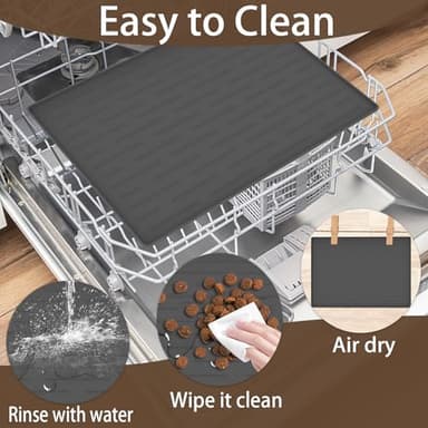 Silicone Dog Feeding Mat with Raised Edges, 16"x10" Non-Slip Pet Food Mat for Small & Medium Dogs, Waterproof Dog Bowl Mat to Prevent Food & Water Spills, Easy to Clean (Light Gray) - Image 6