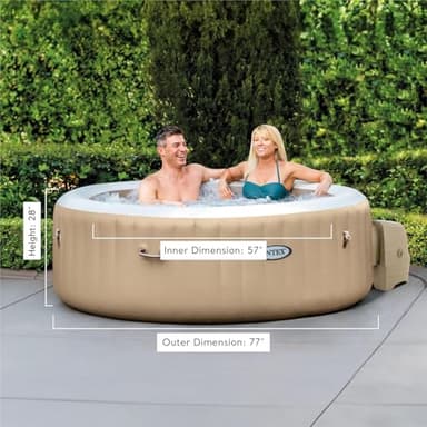 INTEX 28425EH PureSpa Bubble Massage Spa Set Outdoor Inflatable Portable Hot Tub, Includes Energy Efficient Spa Cover, Saltwater System Ready, 4 Person, 77in x 28in - Image 6