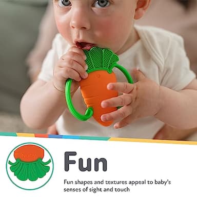 Nuby Veggie Teether for Teething Relief - Soft Baby Teething Toy for 3+ Months - Carrot - Image 2