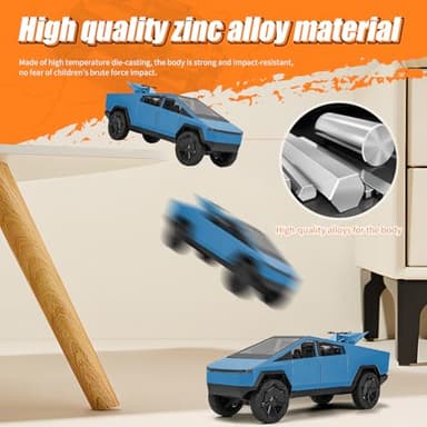 Pickup Truck Toy Car,1:24 Zinc Alloy Pull Back Toy Car with Sound and Light,Display Model,Gifts for Boys and Girls (Blue) - Image 4