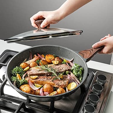 SENSARTE Nonstick Frying Pan Skillet with Lid, Omelet Pan with Cover, Healthy Cooking Chef's Pan, Kitchen Cooking Pan, Free of Intentionally Added PFOA/PFOS (12.5inch + Glass Lid) - Image 2