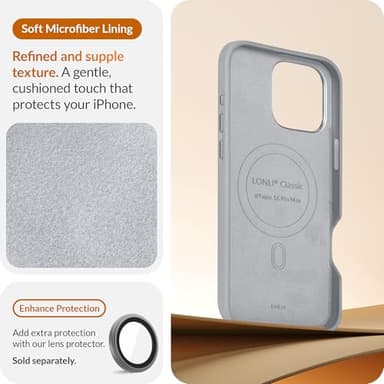 LONLI Classic - for iPhone 16 Pro Leather Case - European Genuine Vele Leather Phone Case - Smoothen and Soften Over Time - [Compatible with Magsafe] - Gladius/Grey - Image 6