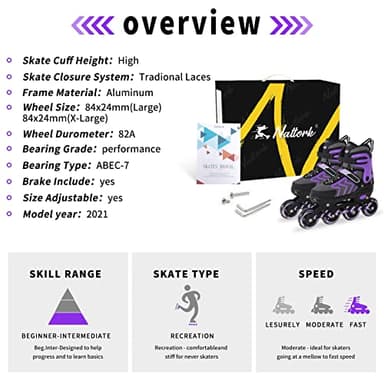 Nattork Adjustable Blades Roller Skates for Adults Women and Men,Outdoor & Indoor Purple Inline Skates for Kids Girls and Boys,Beginners,Size 6.5 7 7.5 8 - Image 5