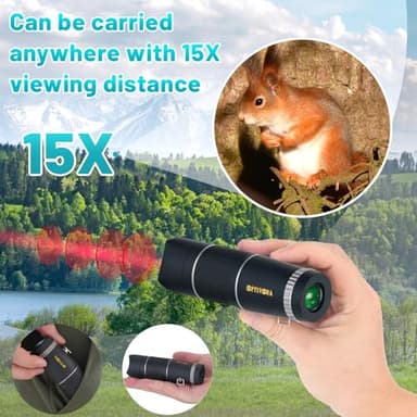 OPTIVORA 15×32 Mini Telescope for Adults High Powered,Compact Size,Ideal for Use as a Small Monocular for Bird Watching,Pocket Telescope Adults for Outdoor Activities to Use,with Smartphone Adapter - Image 2